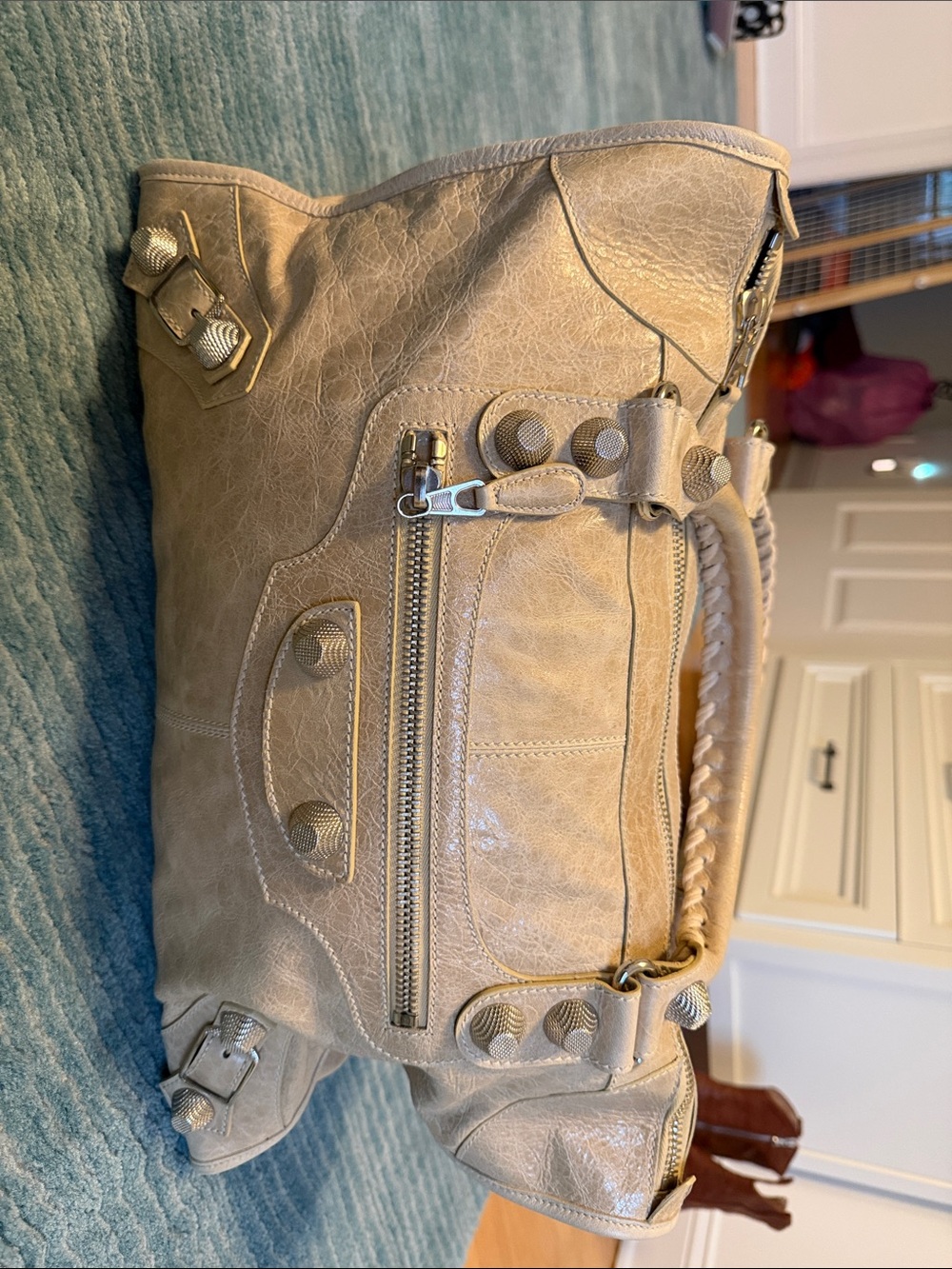 BALENCIAGA PARIS Beige Women's Satchel Handbag - Classic Neutral Tote